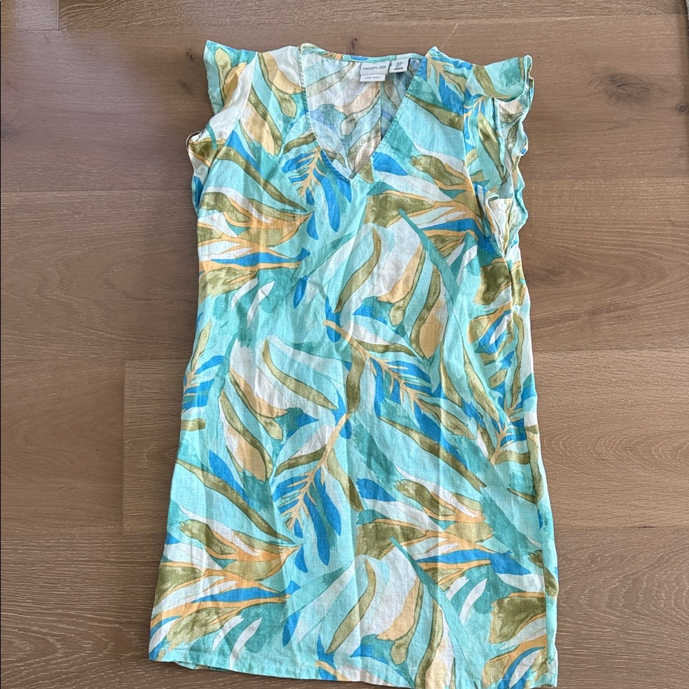 Rachel Zoe Linen Dress with Blue and Tan Print